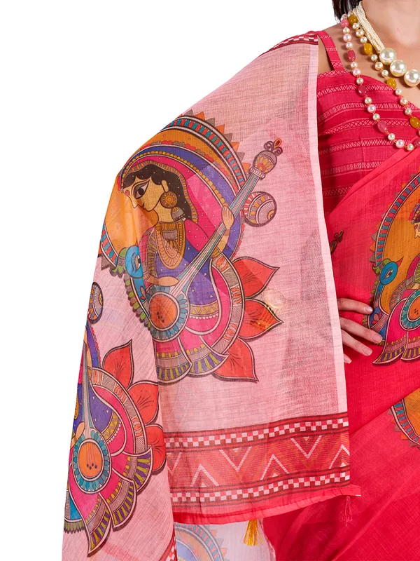 Digital_Print_Cotton_Linen_Saree_With_Unstitched_Blouse_Piece