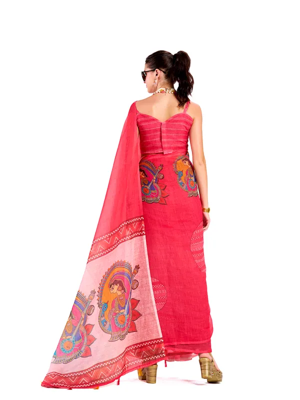 Digital_Print_Cotton_Linen_Saree_With_Unstitched_Blouse_Piece