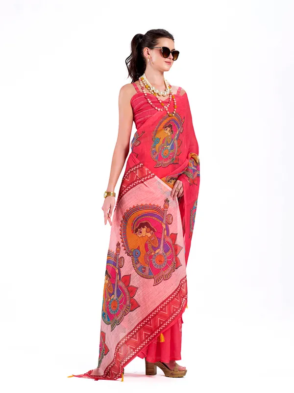 Digital_Print_Cotton_Linen_Saree_With_Unstitched_Blouse_Piece