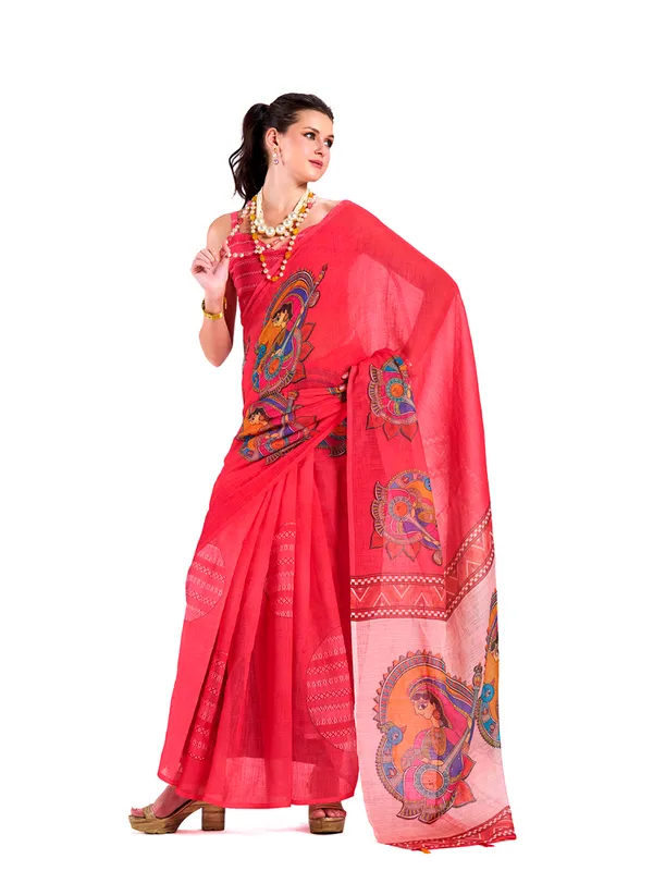 Digital_Print_Cotton_Linen_Saree_With_Unstitched_Blouse_Piece
