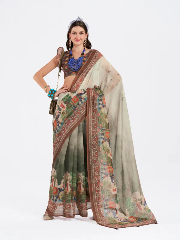 Digital_Print_Cotton_Linen_Saree_With_Unstitched_Blouse_Piece