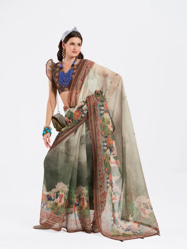 Digital_Print_Cotton_Linen_Saree_With_Unstitched_Blouse_Piece
