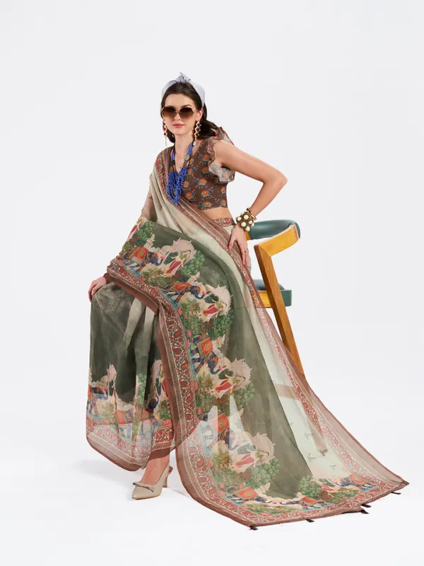 Digital_Print_Cotton_Linen_Saree_With_Unstitched_Blouse_Piece
