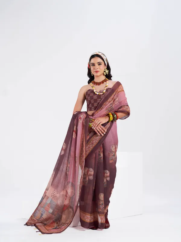 Digital_Print_Cotton_Linen_Saree_With_Unstitched_Blouse_Piece