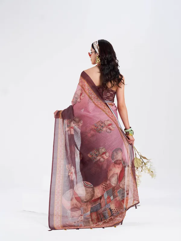 Digital_Print_Cotton_Linen_Saree_With_Unstitched_Blouse_Piece