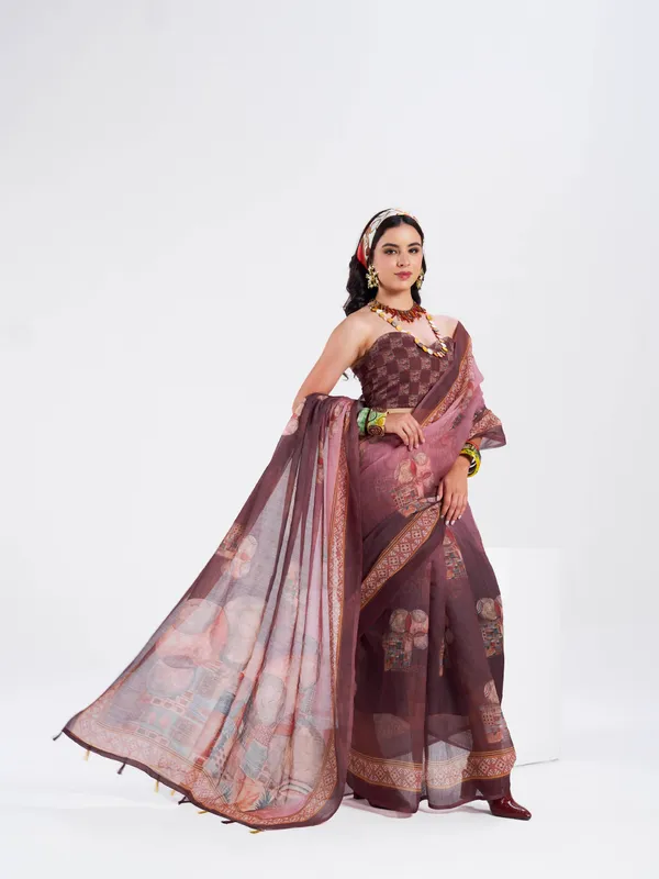Digital_Print_Cotton_Linen_Saree_With_Unstitched_Blouse_Piece