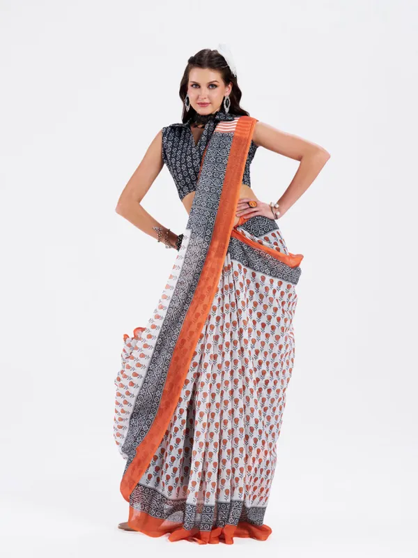 Digital_Print_Cotton_Linen_Saree_With_Unstitched_Blouse_Piece
