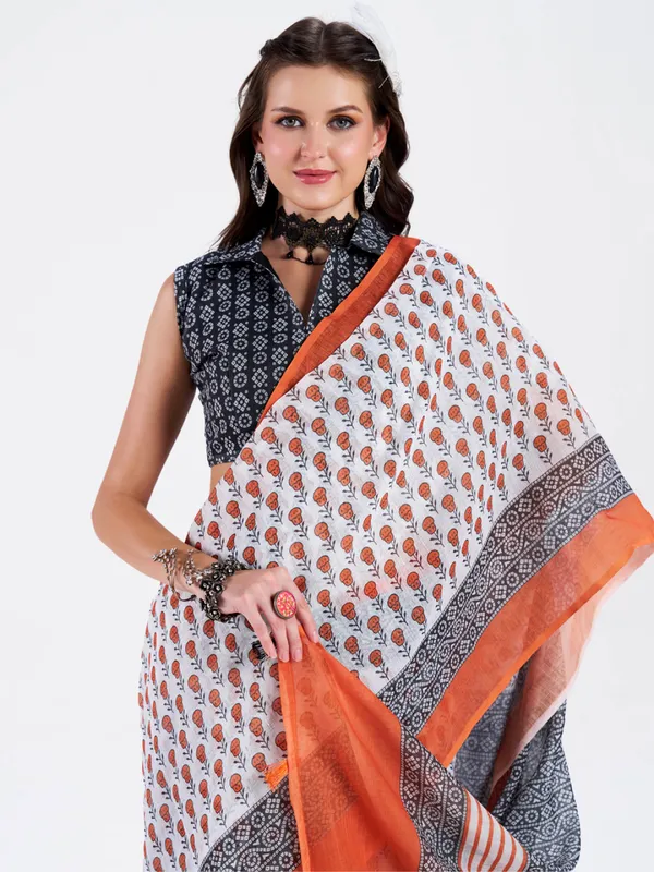 Digital_Print_Cotton_Linen_Saree_With_Unstitched_Blouse_Piece