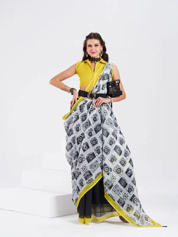 Digital_Print_Cotton_Linen_Saree_With_Unstitched_Blouse_Piece