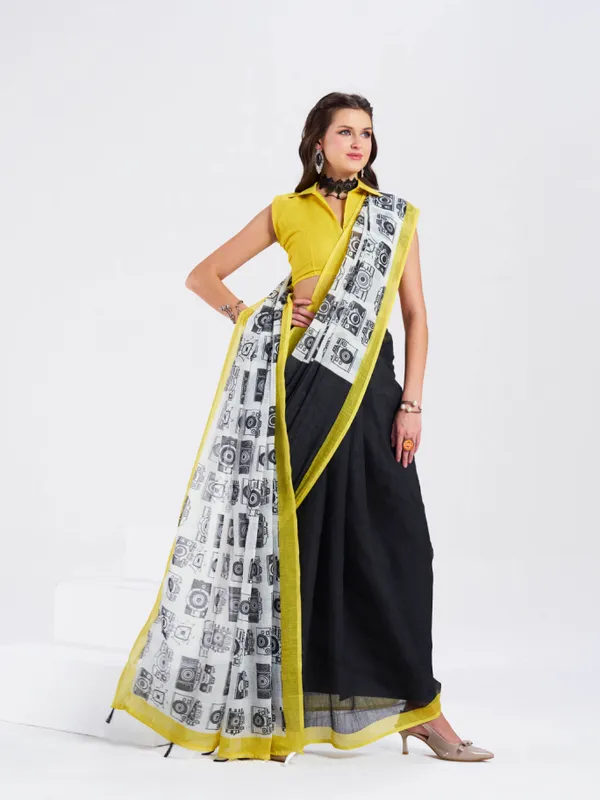 Digital_Print_Cotton_Linen_Saree_With_Unstitched_Blouse_Piece