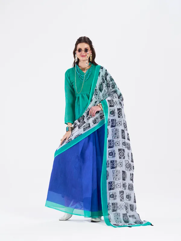 Digital_Print_Cotton_Linen_Saree_With_Unstitched_Blouse_Piece