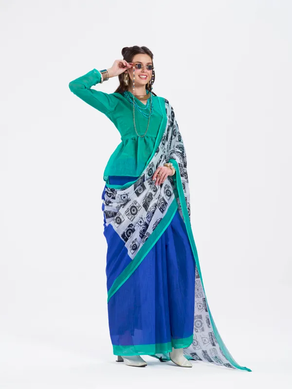 Digital_Print_Cotton_Linen_Saree_With_Unstitched_Blouse_Piece
