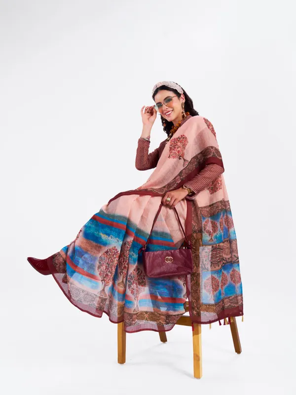 Digital_Print_Cotton_Linen_Saree_With_Unstitched_Blouse_Piece