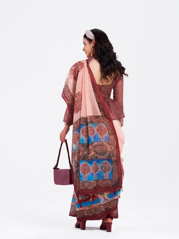 Digital_Print_Cotton_Linen_Saree_With_Unstitched_Blouse_Piece