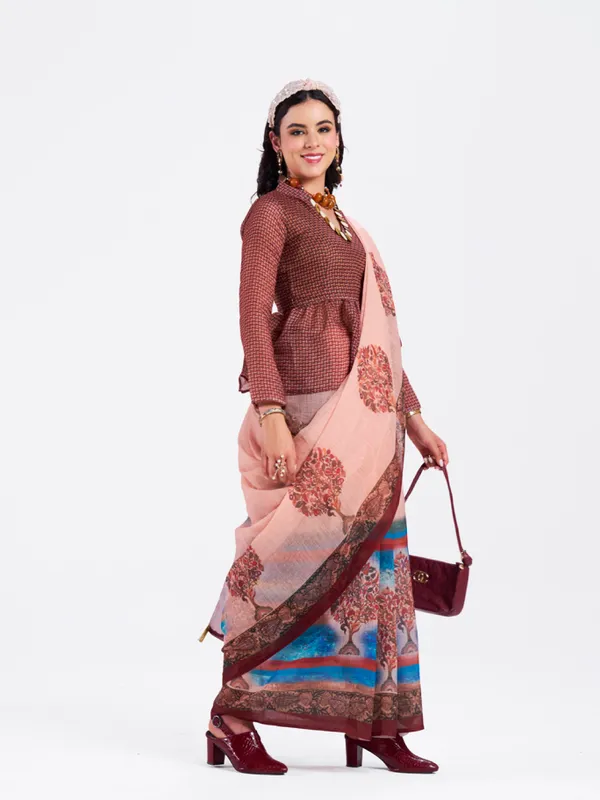 Digital_Print_Cotton_Linen_Saree_With_Unstitched_Blouse_Piece