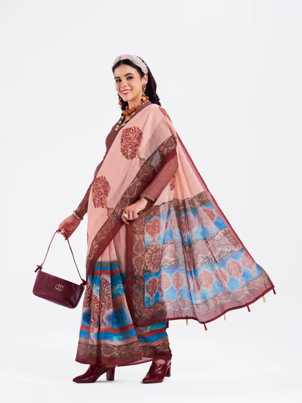 Digital_Print_Cotton_Linen_Saree_With_Unstitched_Blouse_Piece