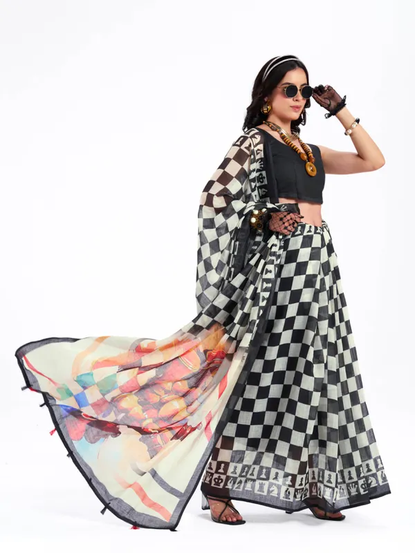 Digital_Print_Cotton_Linen_Saree_With_Unstitched_Blouse_Piece