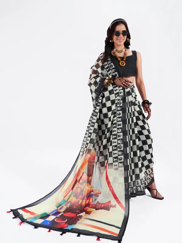 Digital_Print_Cotton_Linen_Saree_With_Unstitched_Blouse_Piece