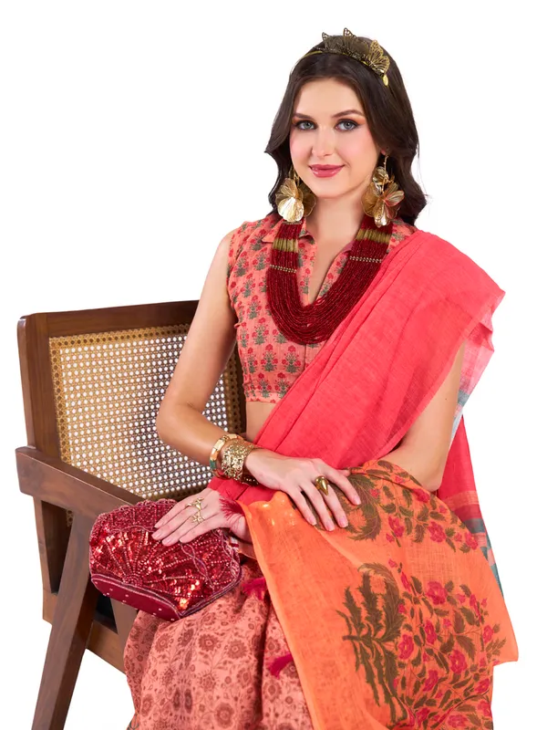 Digital_Print_Cotton_Linen_Saree_With_Unstitched_Blouse_Piece