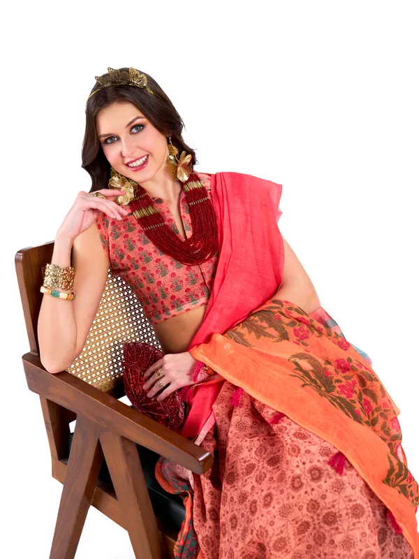 Digital_Print_Cotton_Linen_Saree_With_Unstitched_Blouse_Piece