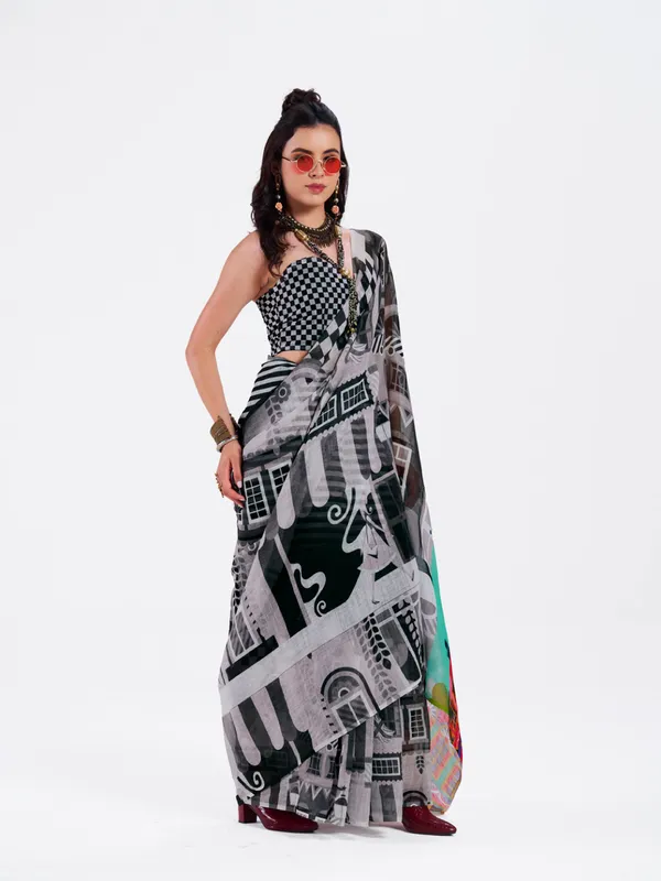 Digital_Print_Cotton_Linen_Saree_With_Unstitched_Blouse_Piece