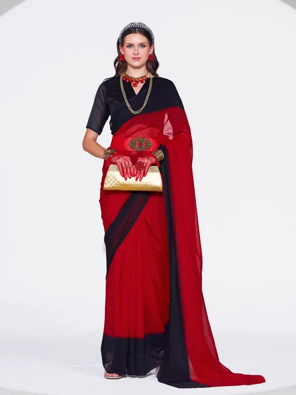 Women's_Stylish_Plain_Padding_Georgette_Saree_With_Unstitched_Blouse_Piece