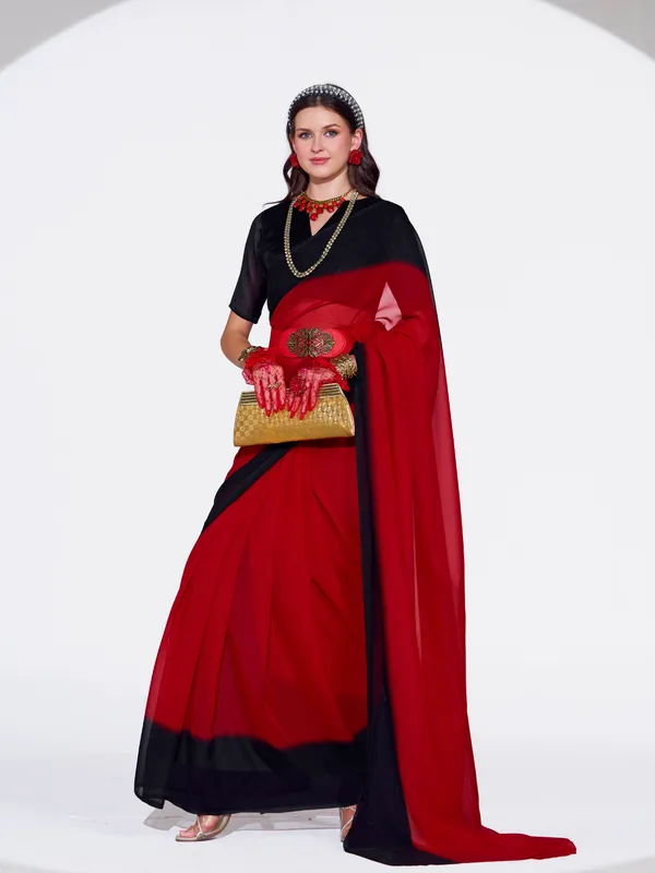 Women's_Stylish_Plain_Padding_Georgette_Saree_With_Unstitched_Blouse_Piece