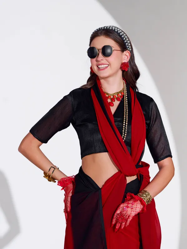 Women's_Stylish_Plain_Padding_Georgette_Saree_With_Unstitched_Blouse_Piece