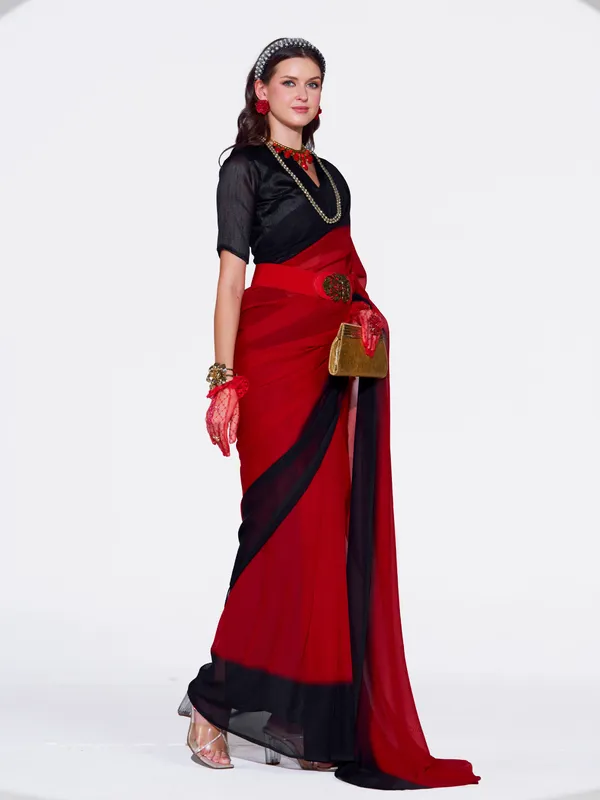 Women's_Stylish_Plain_Padding_Georgette_Saree_With_Unstitched_Blouse_Piece