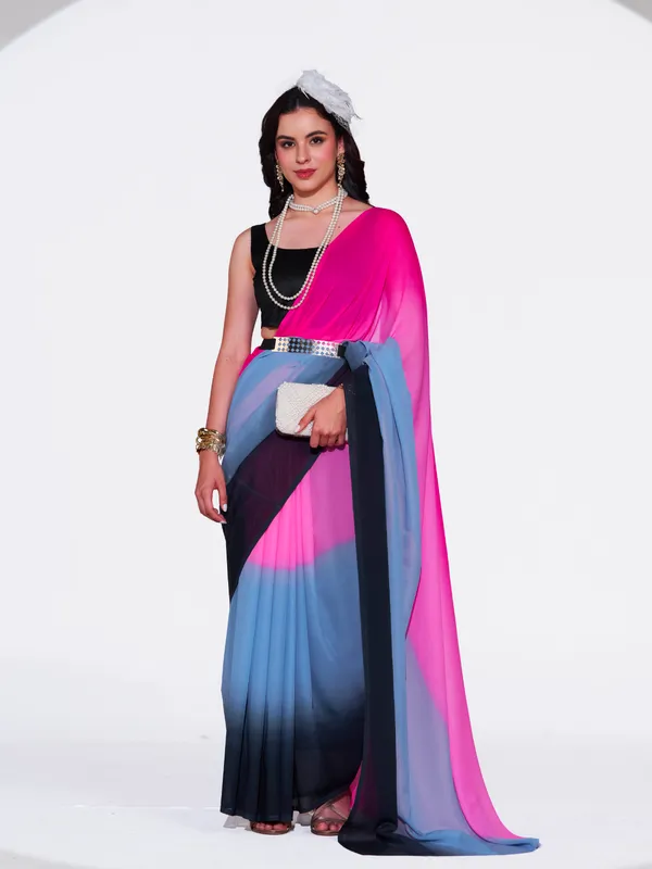 Women's_Stylish_Plain_Padding_Georgette_Saree_With_Unstitched_Blouse_Piece