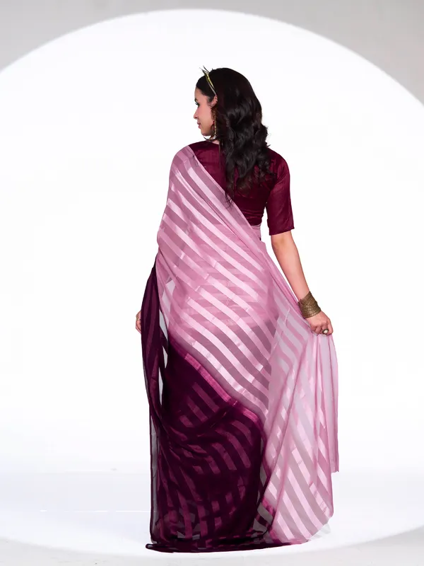 Women's_Stylish_Plain_Satin_Striped_Georgette_Saree_With_Unstitched_Piece