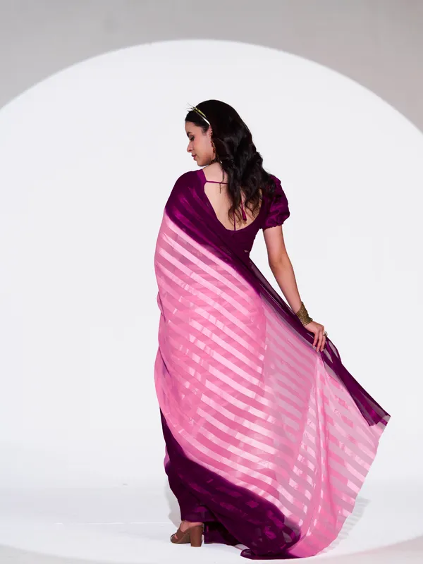 Women's_Stylish_Plain_Satin_Striped_Georgette_Saree_With_Unstitched_Piece