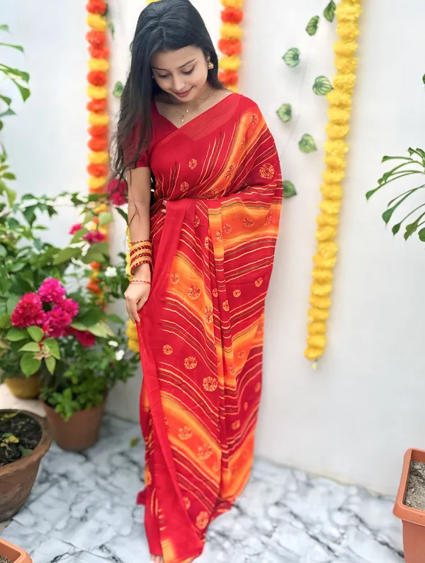 Stylish_Printed_Georgette_Saree_With_Unstitched_Blouse_Piece
