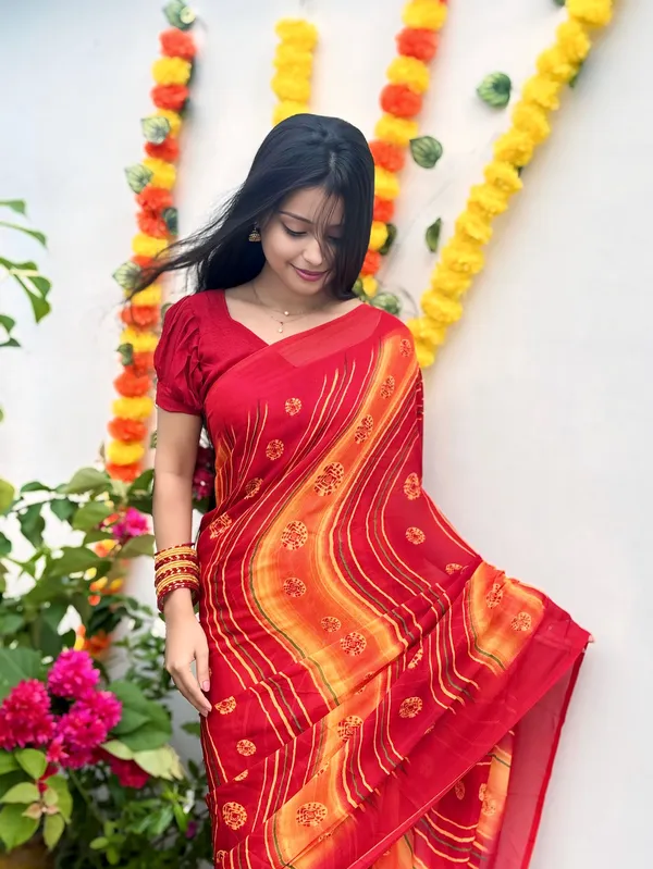 Stylish_Printed_Georgette_Saree_With_Unstitched_Blouse_Piece