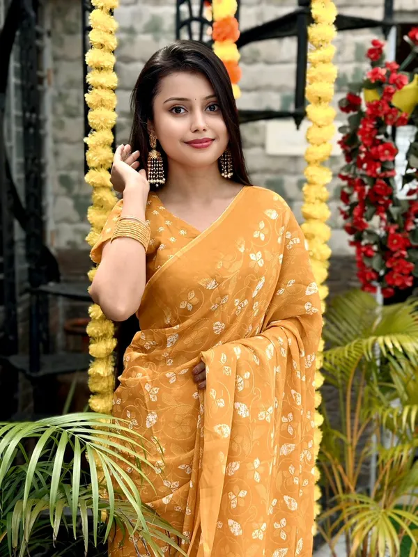 Stylish_Printed_Georgette_Saree_With_Unstitched_Blouse_Piece
