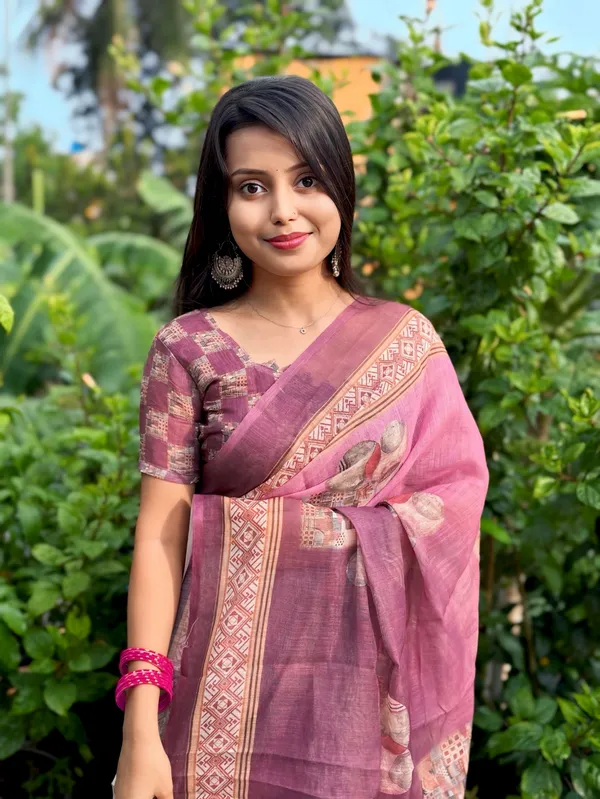 Women's_Printed_Cotton_Linen_Saree_With_Unstitched_Blouse_Piece