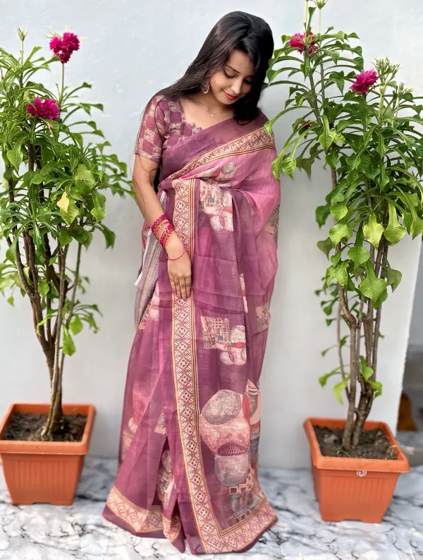 Women's_Printed_Cotton_Linen_Saree_With_Unstitched_Blouse_Piece