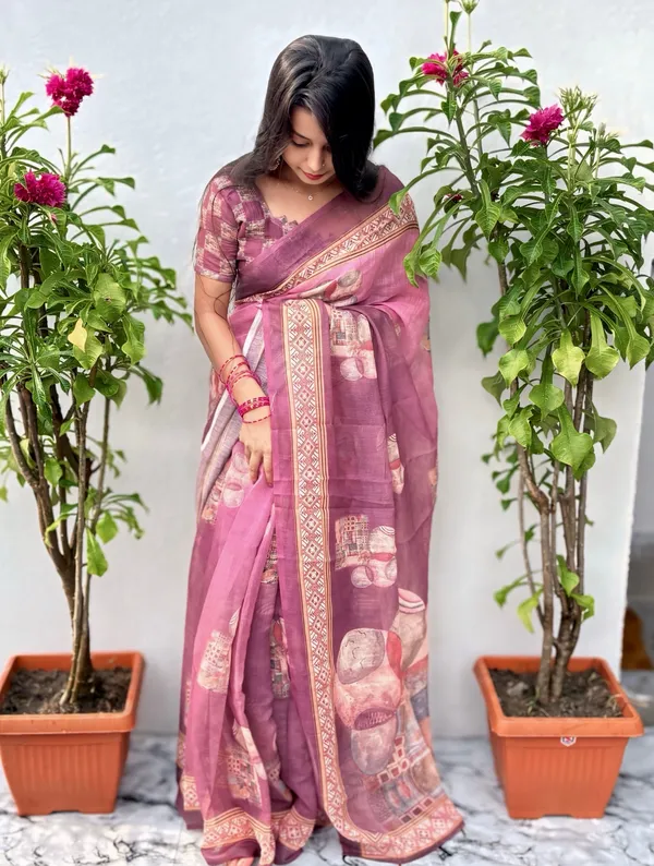 Women's_Printed_Cotton_Linen_Saree_With_Unstitched_Blouse_Piece
