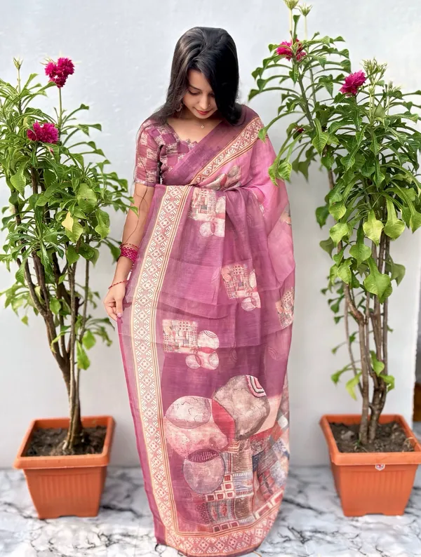 Women's_Printed_Cotton_Linen_Saree_With_Unstitched_Blouse_Piece