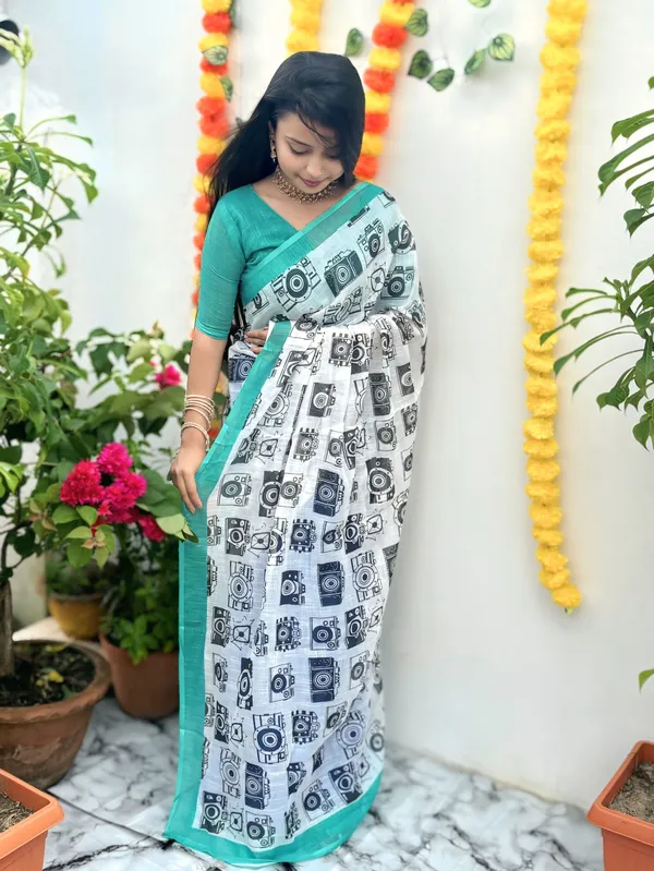 Women's_Printed_Cotton_Linen_Saree_With_Unstitched_Blouse_Piece