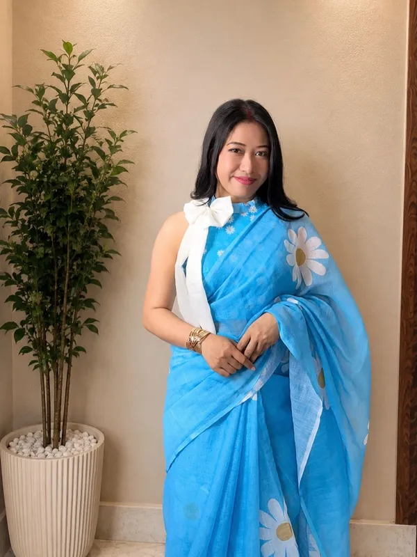 Women's_Printed_Cotton_Linen_Saree_With_Unstitched_Blouse_Piece