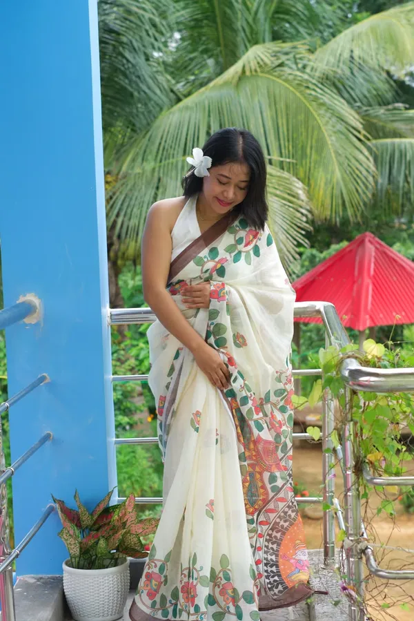 Women's_Printed_Cotton_Linen_Saree_With_Unstitched_Blouse_Piece
