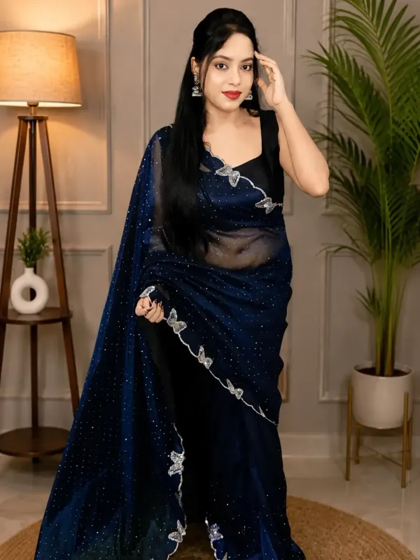 Women's_Beautiful_Soft_Net_Diamond_Lace_Border_Saree_With_Unstitched_Blouse