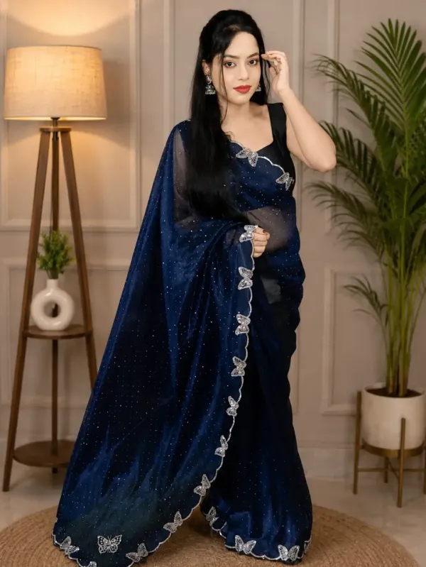 Women's_Beautiful_Soft_Net_Diamond_Lace_Border_Saree_With_Unstitched_Blouse