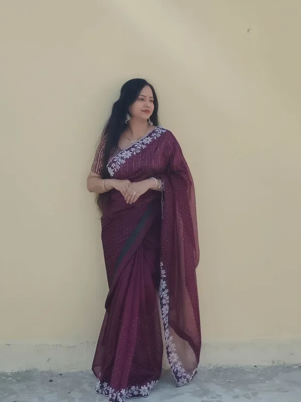 Women's_Beautiful_Soft_Net_Diamond_Lace_Border_Saree_With_Unstitched_Blouse