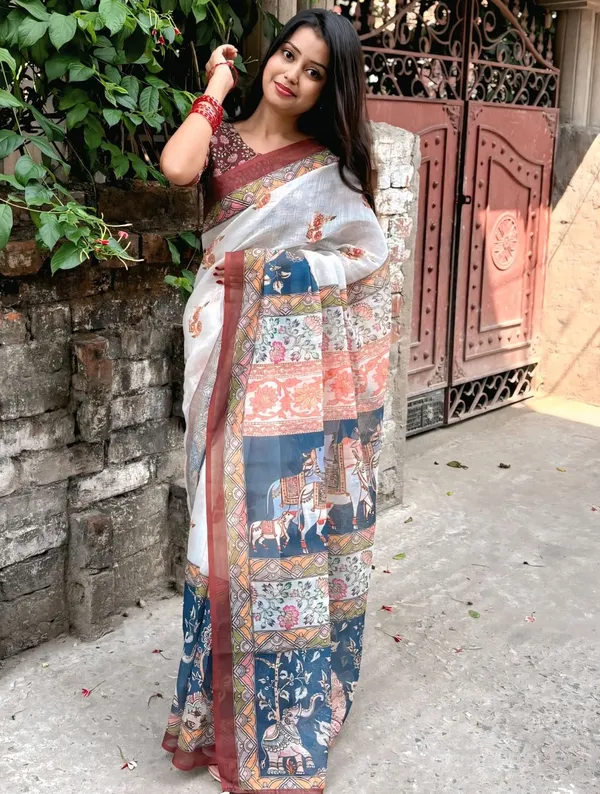 Digital_Print_Cotton_Linen_Saree_With_Unstitched_Blouse_Piece