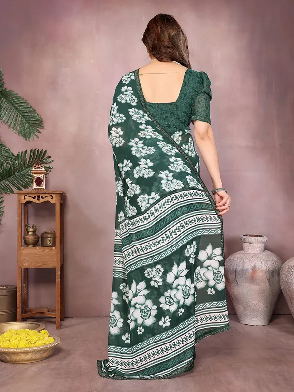 Paisley,_Floral_Print_Daily_Wear_Georgette_Saree�_(Dark_Green)