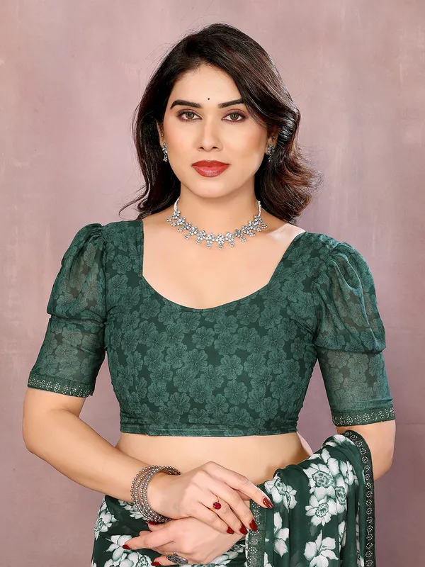 Paisley,_Floral_Print_Daily_Wear_Georgette_Saree�_(Dark_Green)