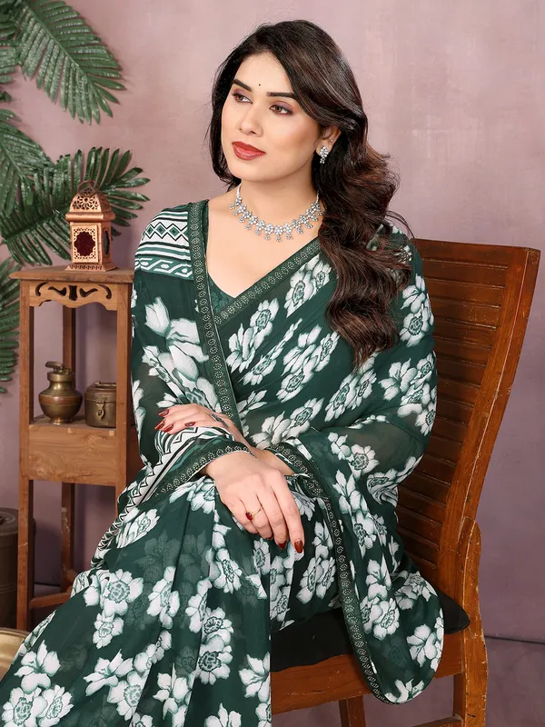 Paisley,_Floral_Print_Daily_Wear_Georgette_Saree�_(Dark_Green)