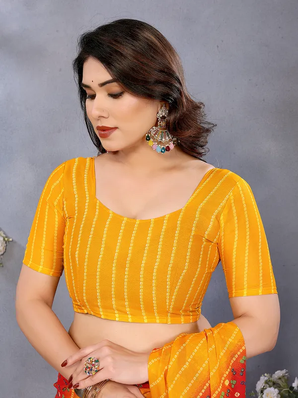 Ombre,_Paisley,_Printed_Bandhani_Georgette_Saree��(Yellow,_Red)